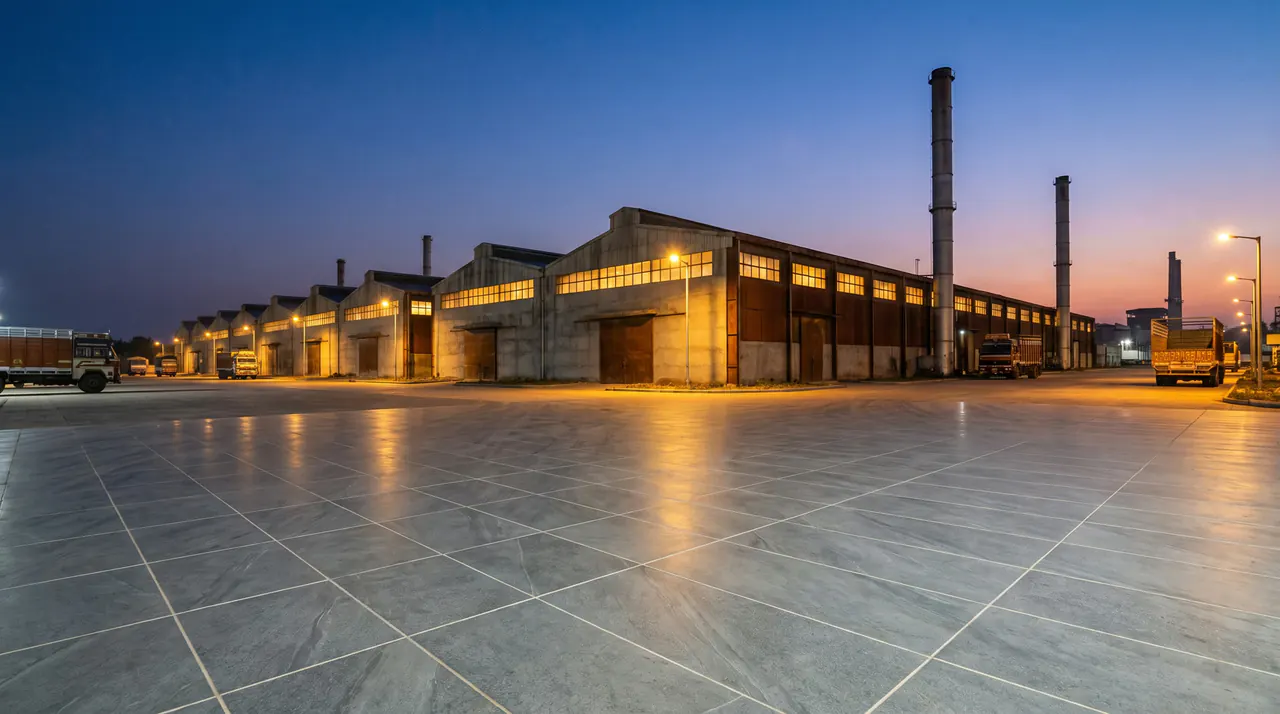 The seven ORKAY production units in Morbi at dusk