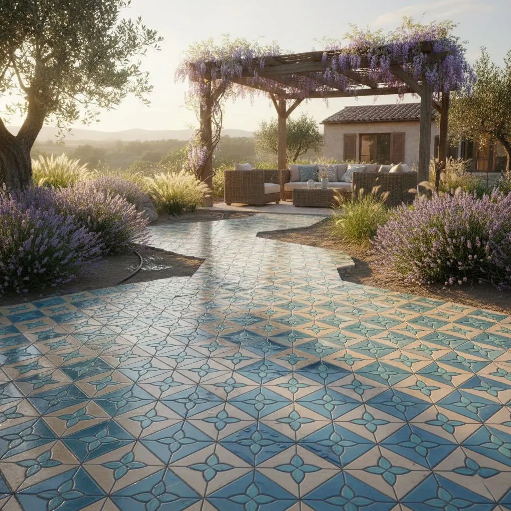 Terrace paved in anti-skid ORKAY outdoor porcelain